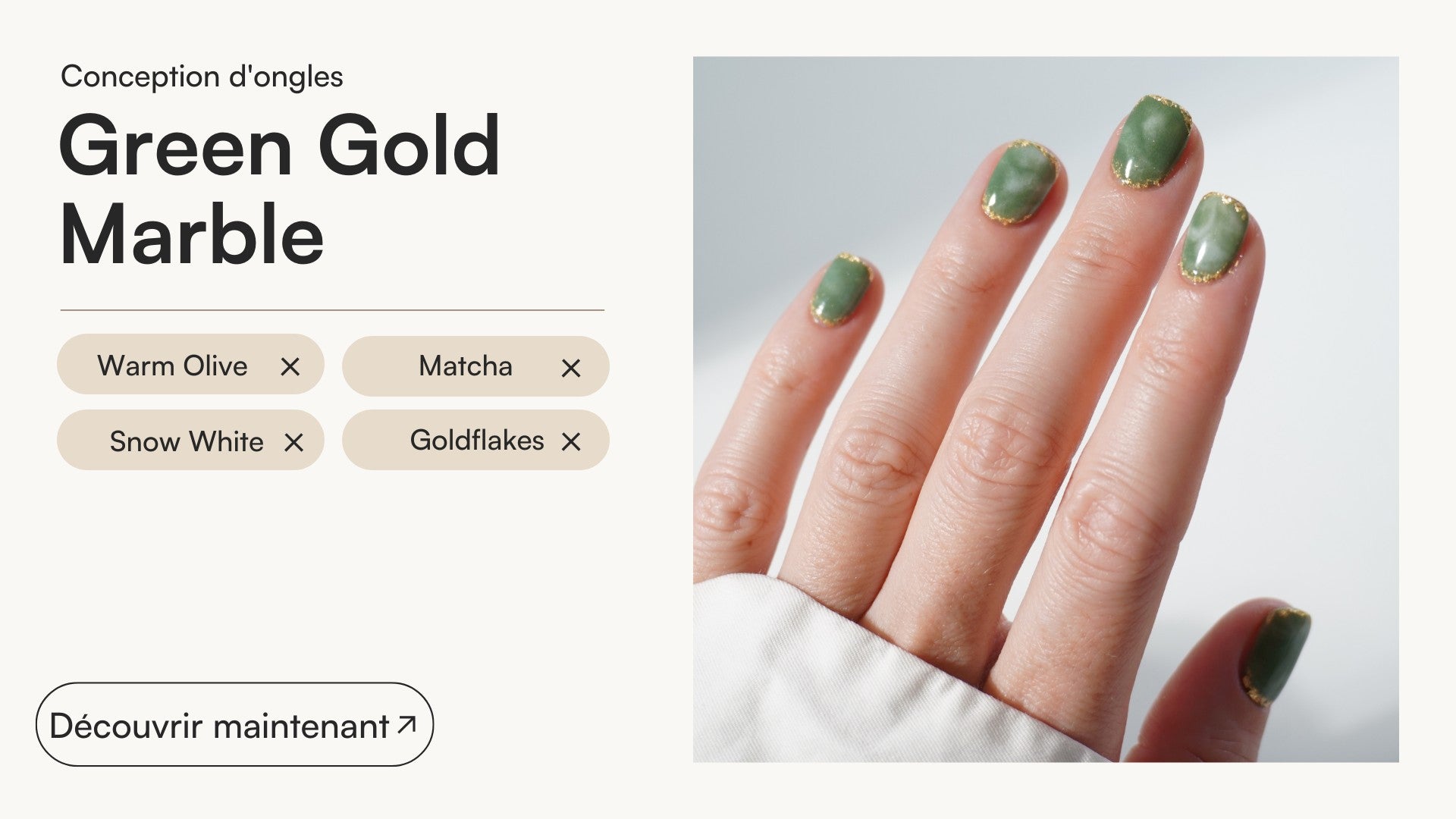 Marbre vert avec des accents dorés - Doonails France
