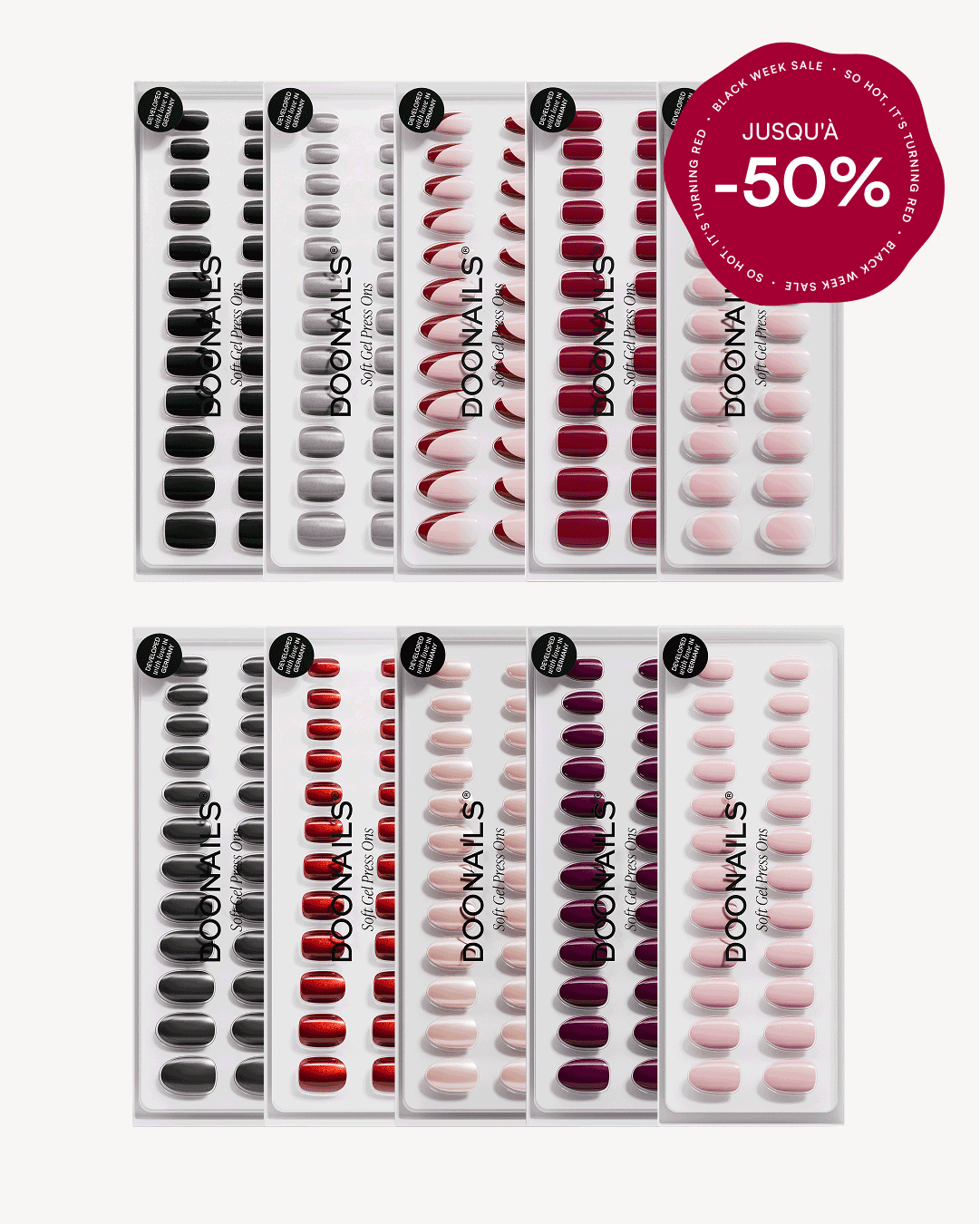 Paquet d'économies de couleurs - Press ons en gel soupleDoonails