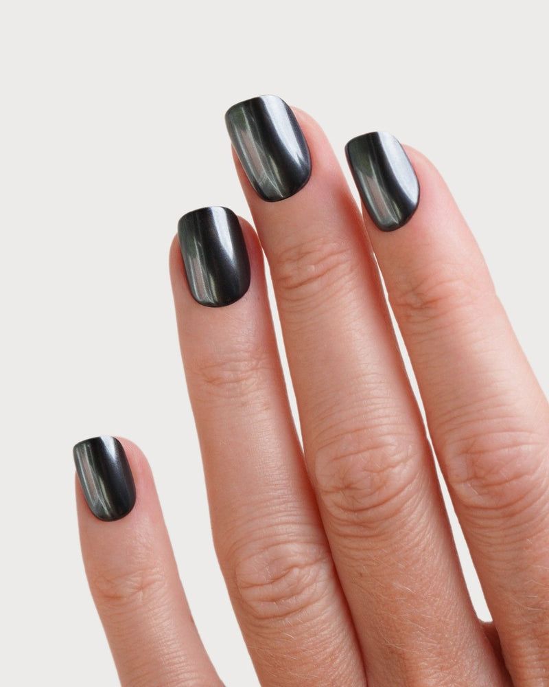 Black Pearl Extra Courte Carré Press On en Gel Souple