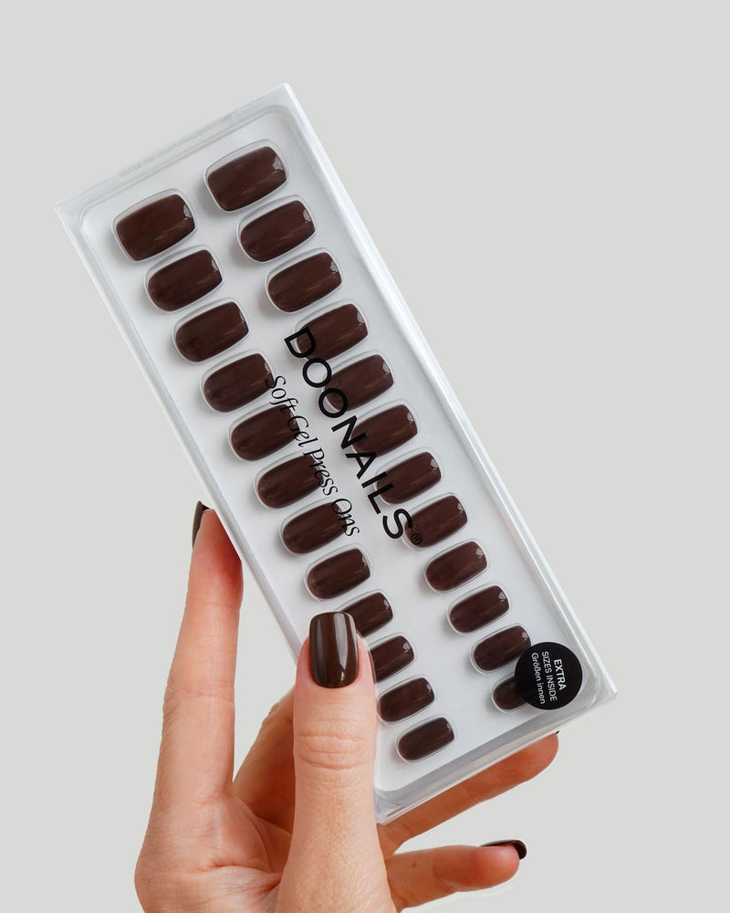 Cafe Noir Courte Carré Press On en Gel Souple