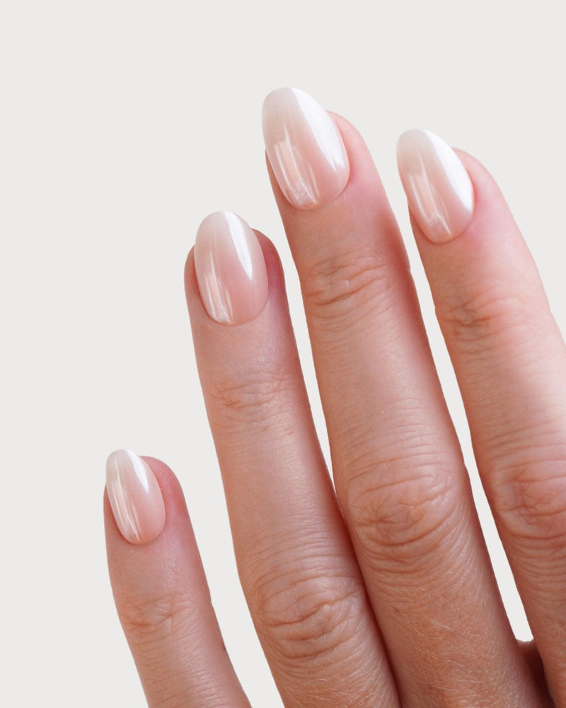 Glazed Babyboomer Courte Arrondie Press On en Gel Souple