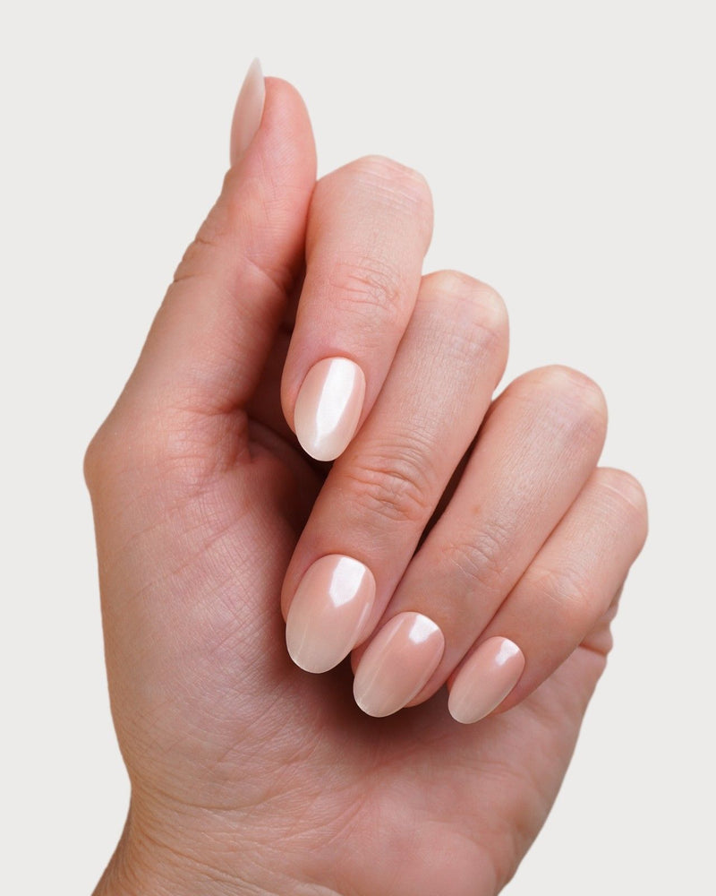 Glazed Babyboomer Courte Arrondie Press On en Gel Souple