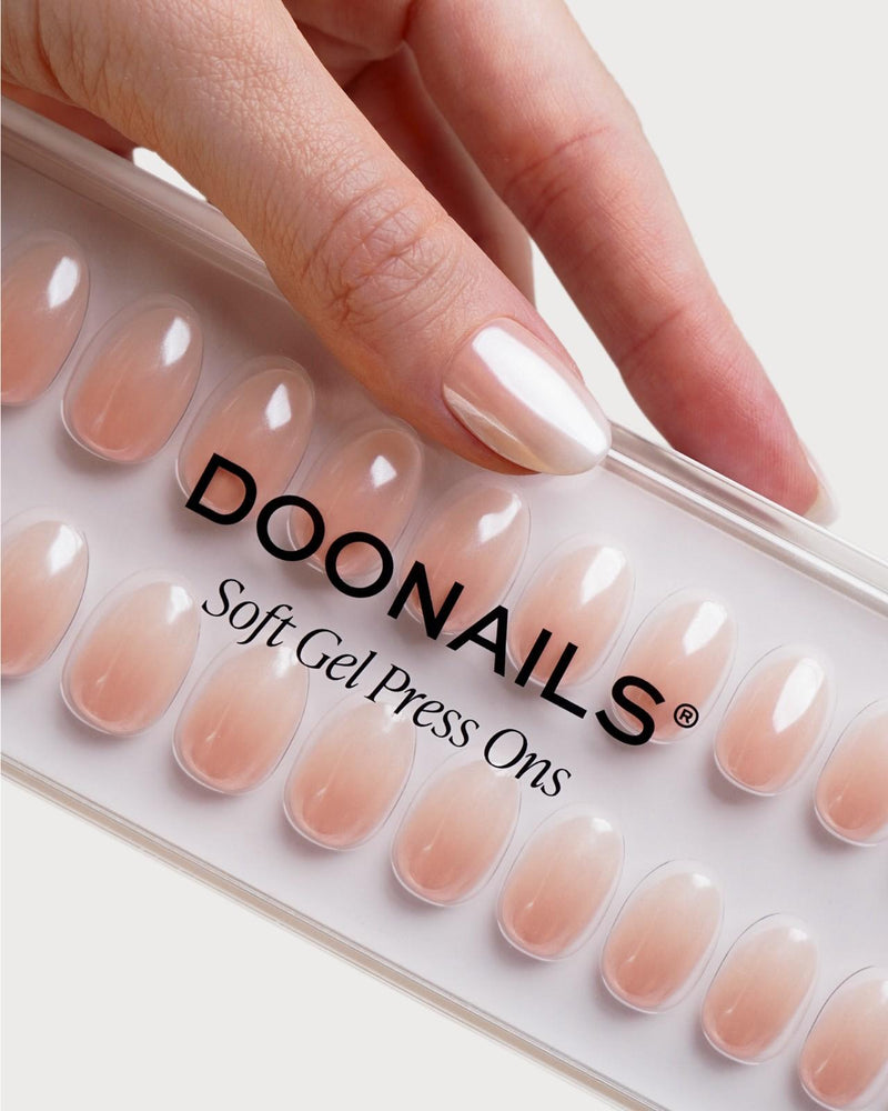 Glazed Babyboomer Courte Arrondie Press On en Gel Souple