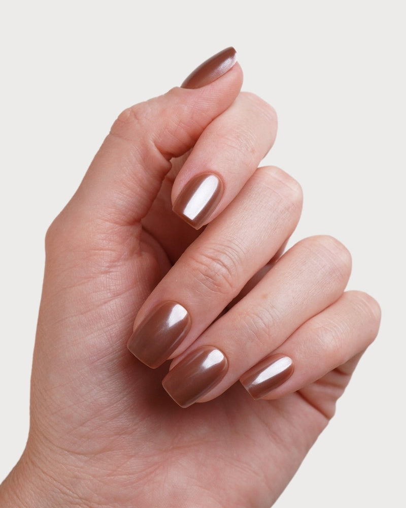Glazed Chocolate Courte Carré Press On en Gel Souple