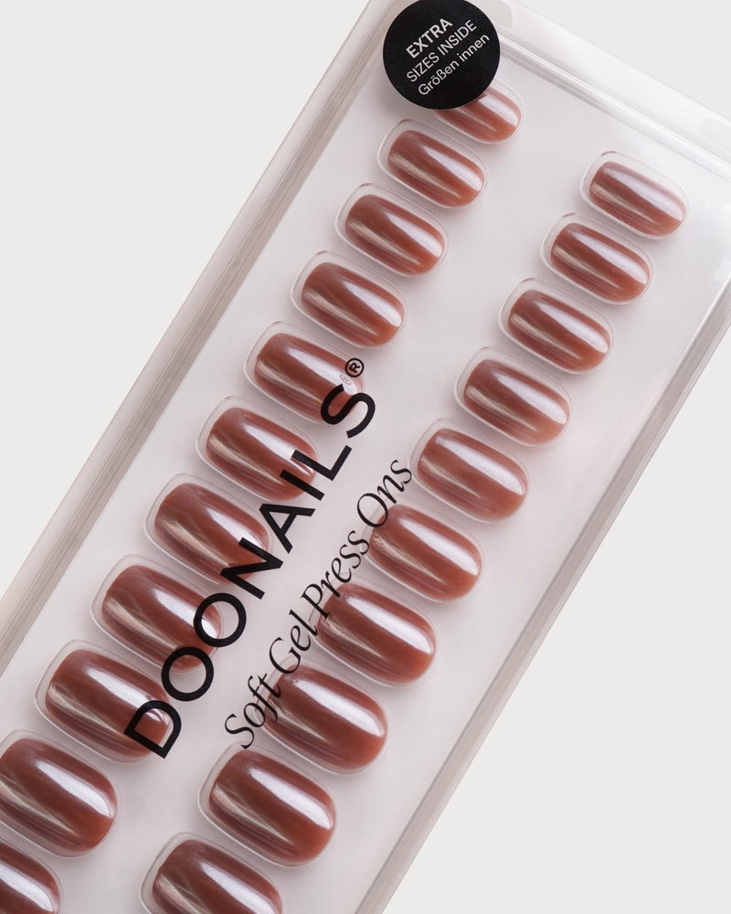 Glazed Chocolate Courte Carré Press On en Gel Souple