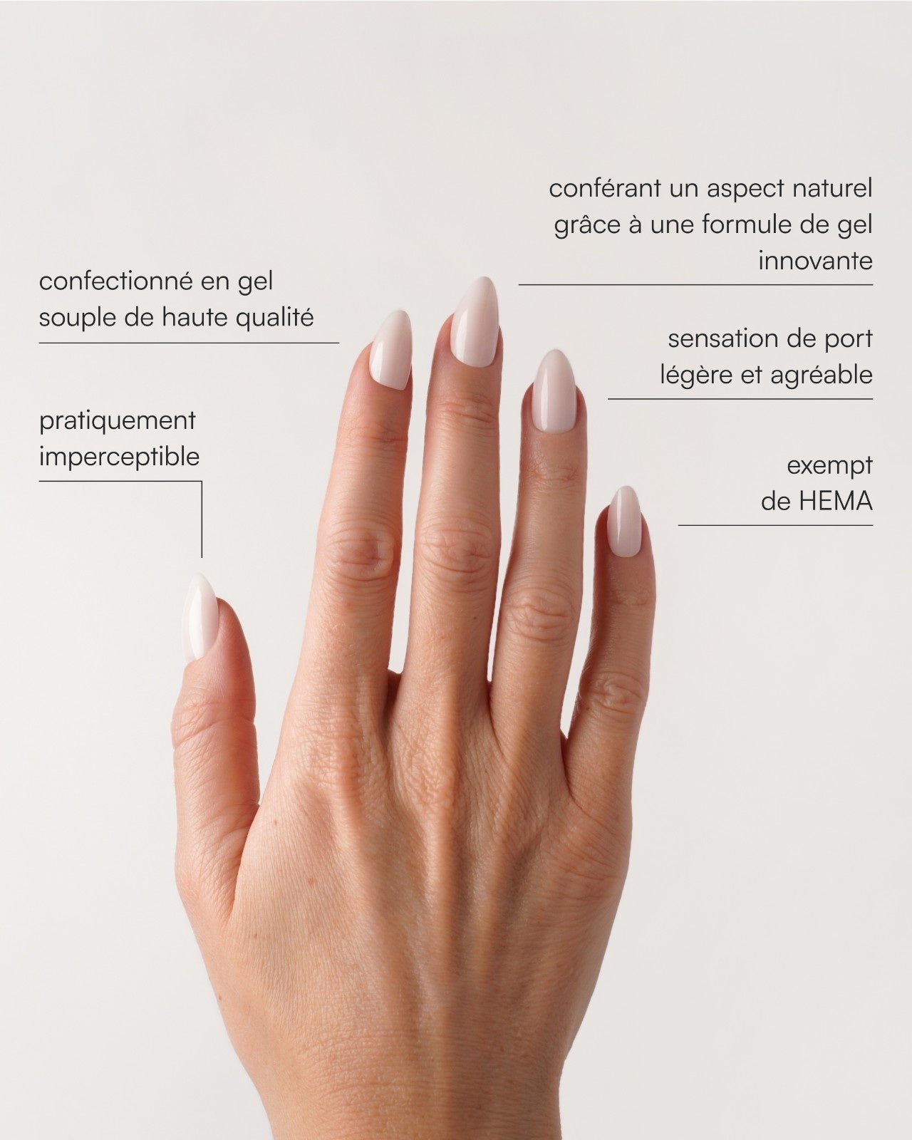 Press Ons en gel souple Pillow Talk Courte Amande - Doonails France