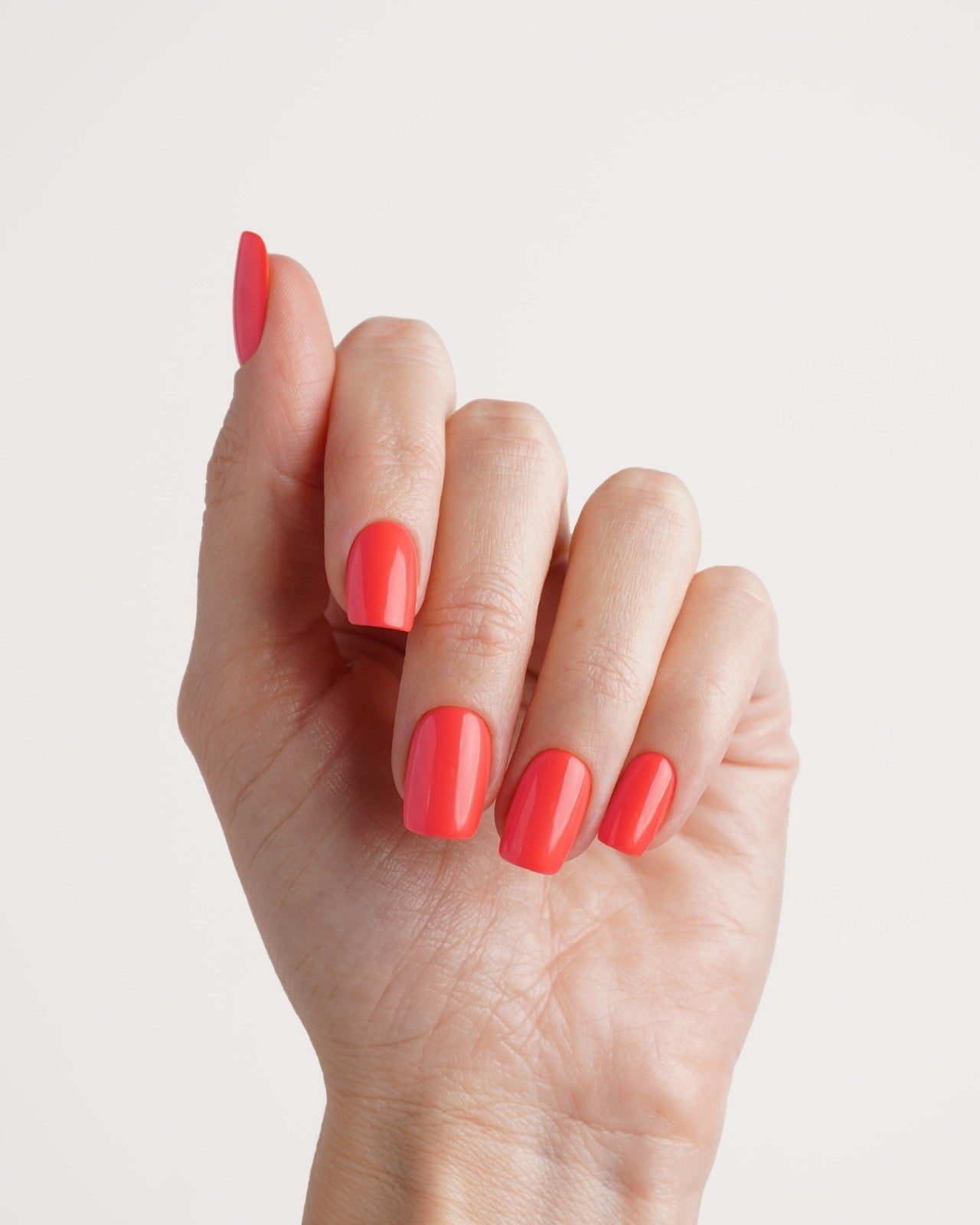 Press Ons en gel souple Sunset Coral Courte Carré - Doonails France