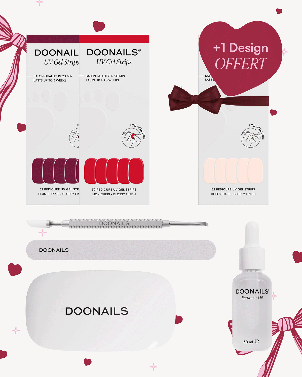 Kit de démarrage de la Saint-Valentin - Bandes en Gel PédicureDoonails