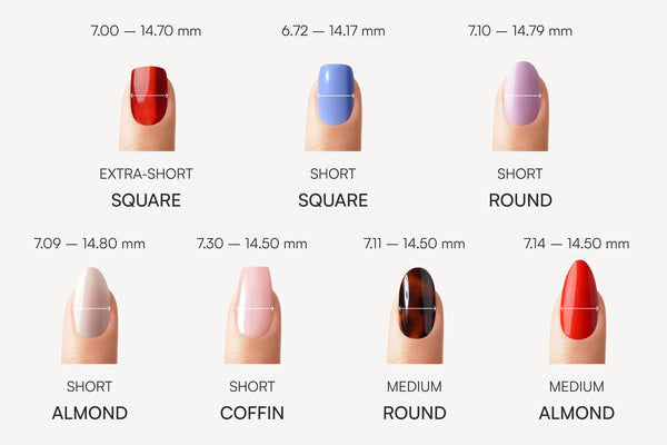 Almond press ons comparés à un vrai doigt