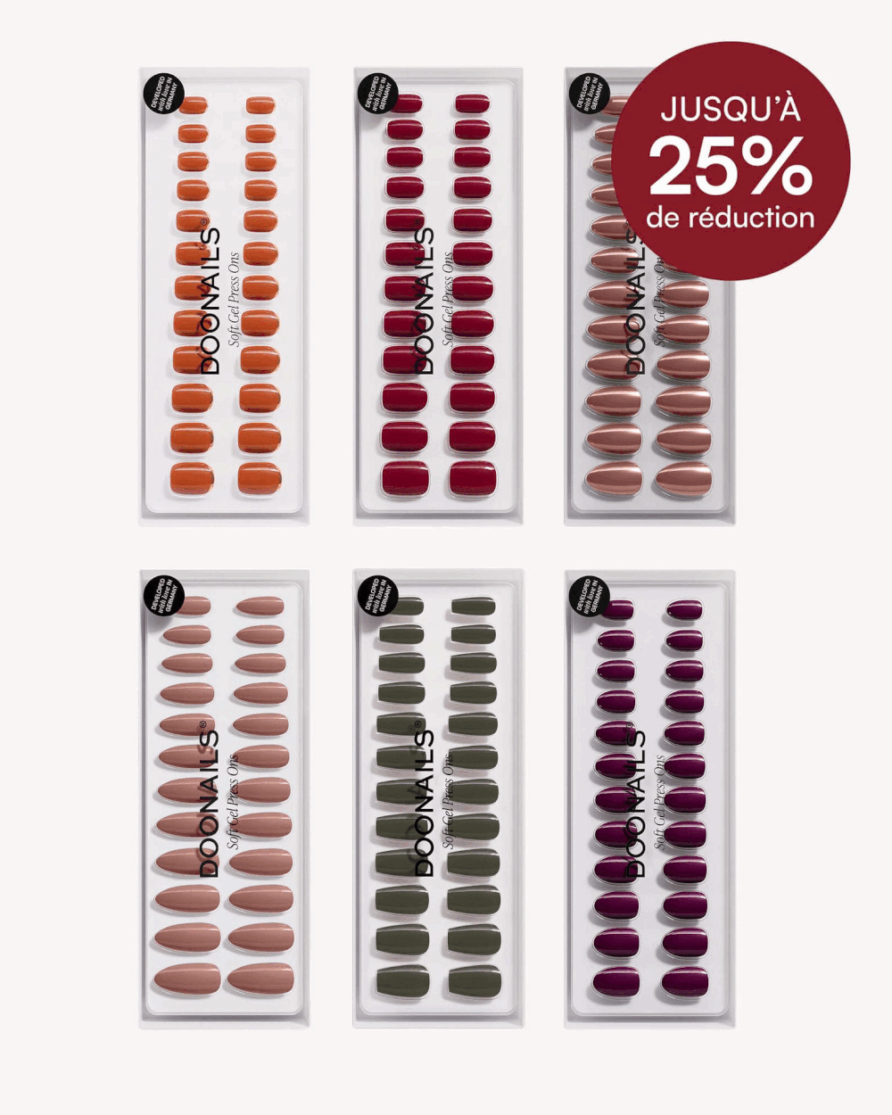 Paquet d'économies de couleurs - Press ons en gel soupleDoonails