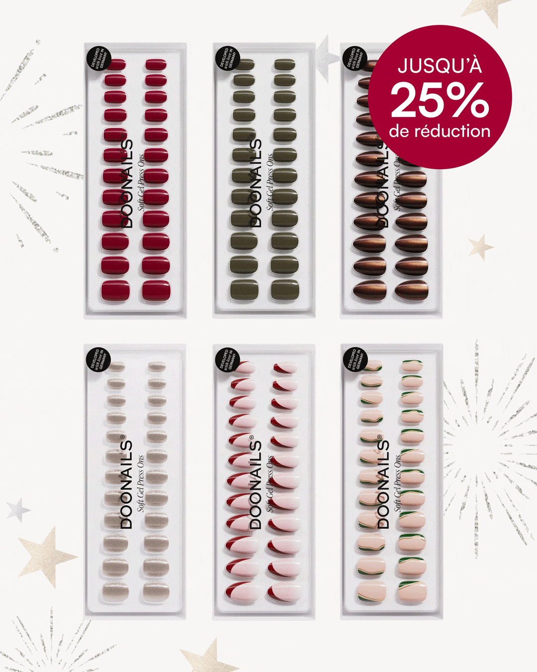 Pack couleurs avantageux - Press ons en gel souple