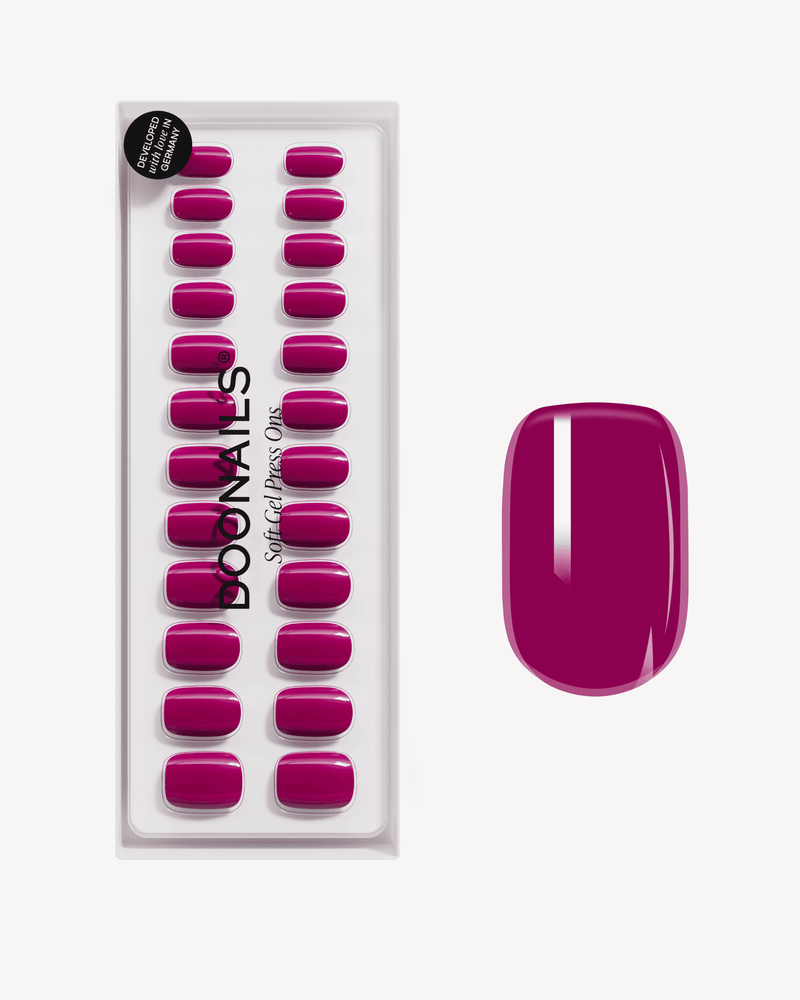 Press Ons en gel souple Acai Berry Courte Carré - Doonails France