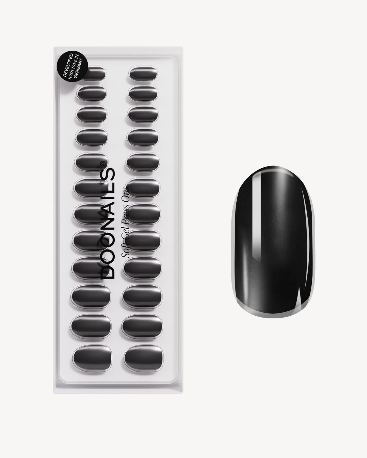 Black Pearl Moyenne Arrondie Press Ons en Gel Souple