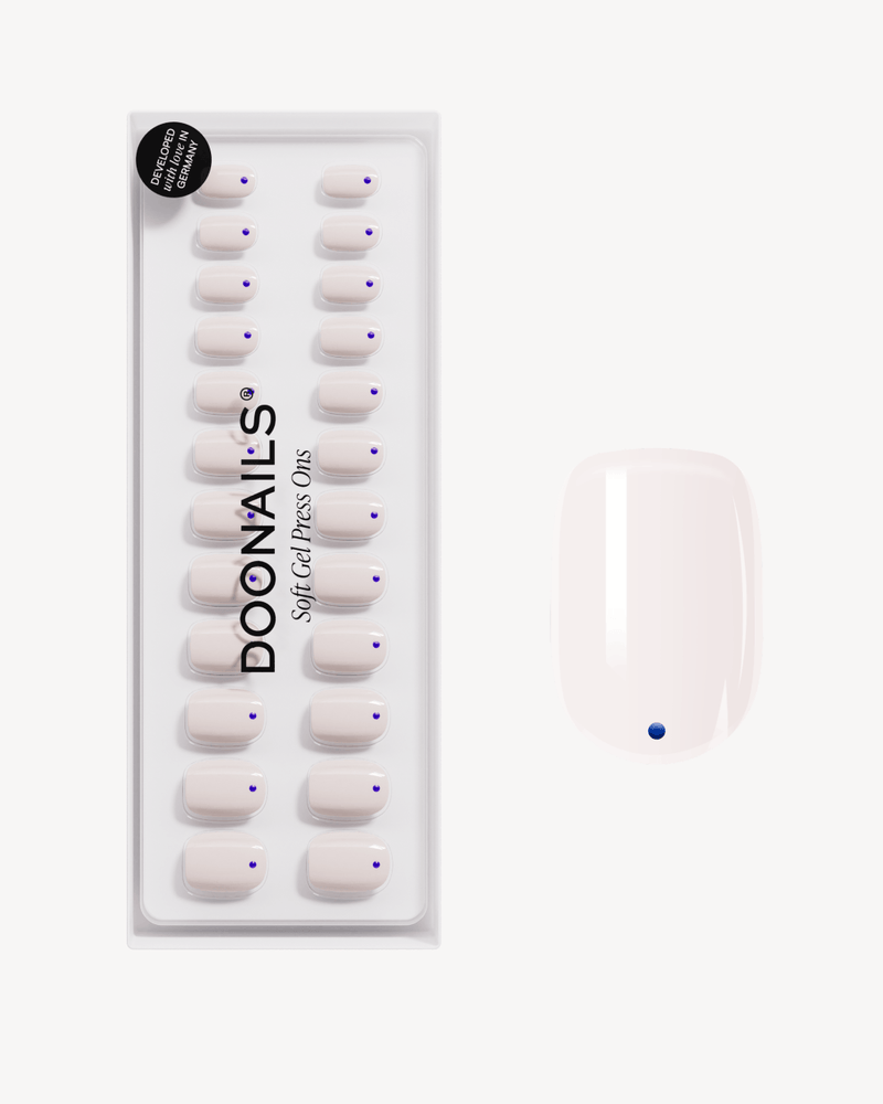 Blue Dots Extra Courte Carré Press On en Gel Souple