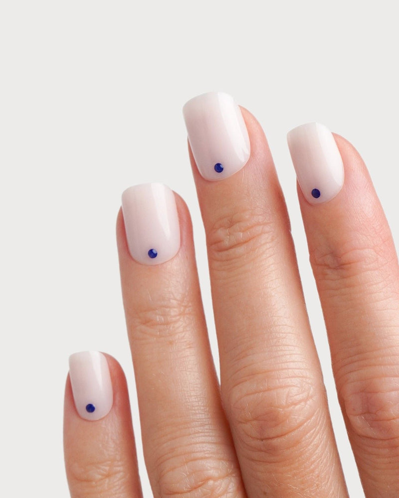 Blue Dots Extra Courte Carré Press On en Gel Souple