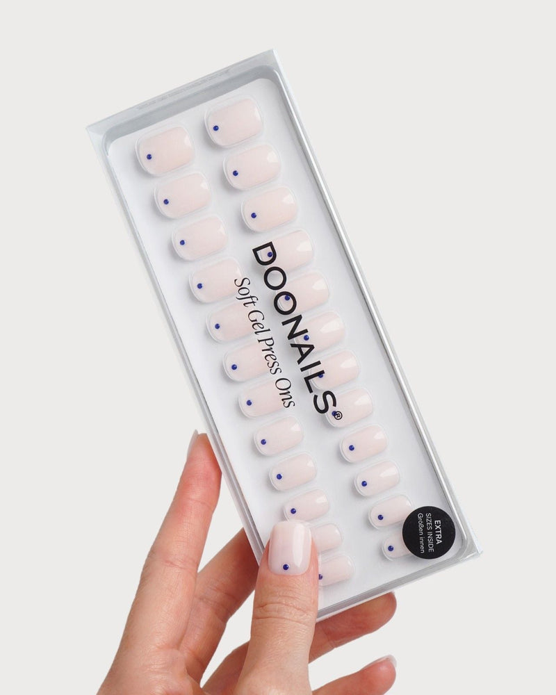 Blue Dots Extra Courte Carré Press On en Gel Souple