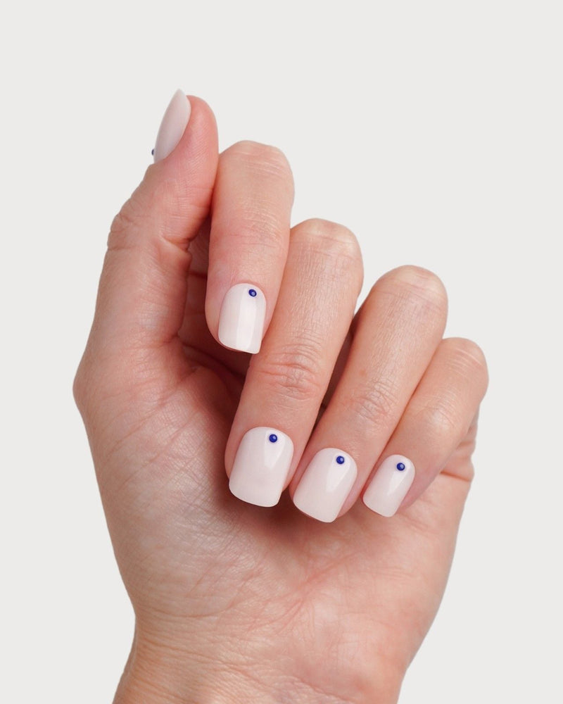 Blue Dots Extra Courte Carré Press On en Gel Souple