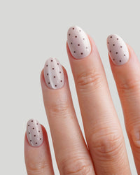 Blush Polka Dots Courte Arrondie Press On en Gel Souple