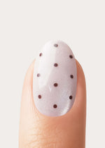 Blush Polka Dots Courte Arrondie Press On en Gel Souple