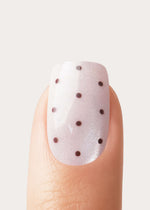 Blush Polka Dots Courte Carré Press On en Gel Souple