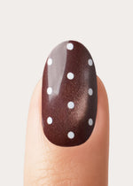 Brown Polka Dots Moyenne Arrondie Press On en Gel Souple
