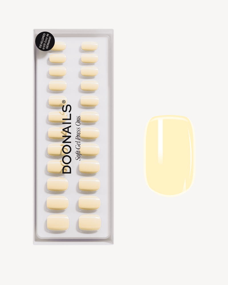 Butter Yellow Courte Carré Press On en Gel Souple