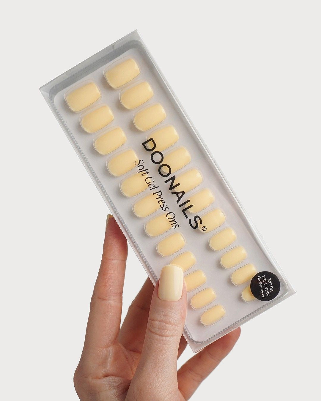 Butter Yellow Courte Carré Press On en Gel Souple