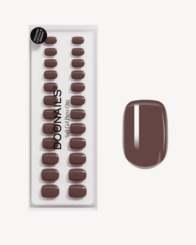 Cafe Noir Extra Courte Carré Press On en Gel Souple