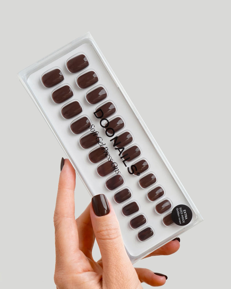 Cafe Noir Extra Courte Carré Press On en Gel Souple