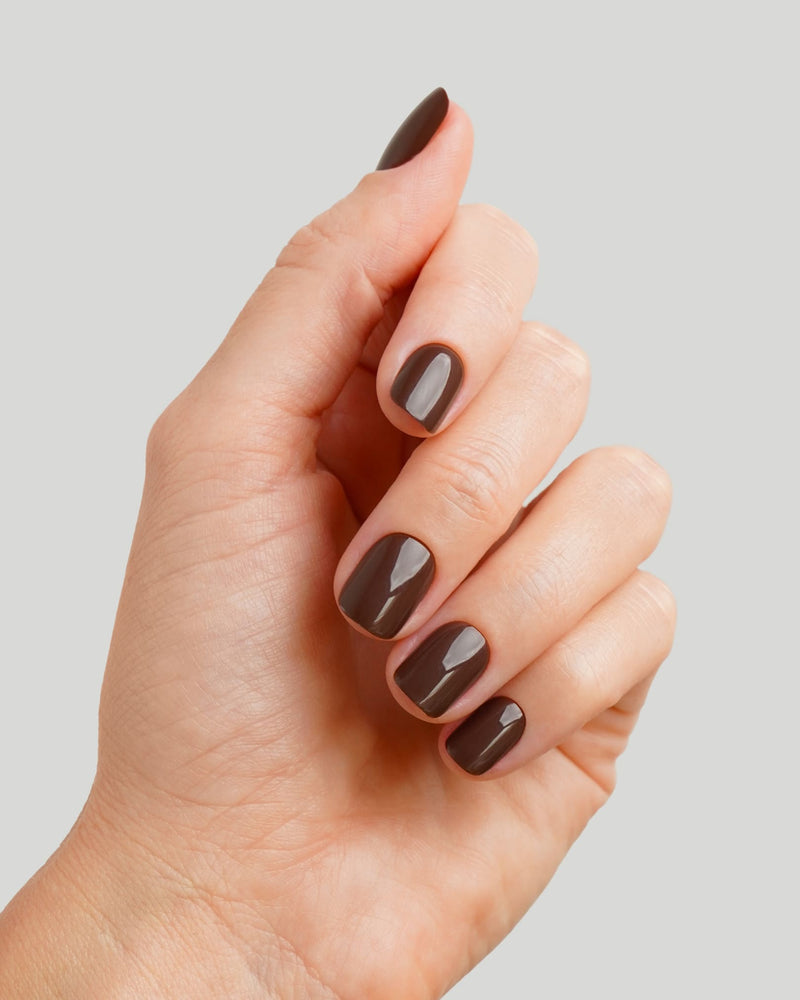 Cafe Noir Extra Courte Carré Press On en Gel Souple