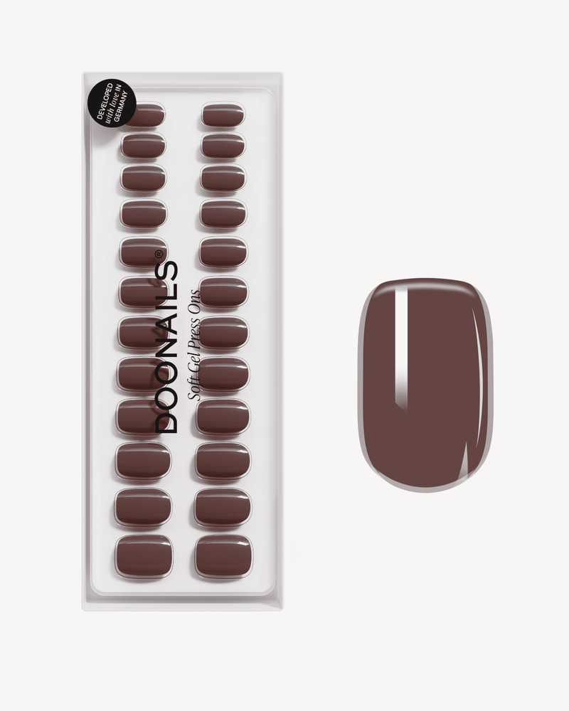 Cafe Noir Courte Carré Press On en Gel Souple