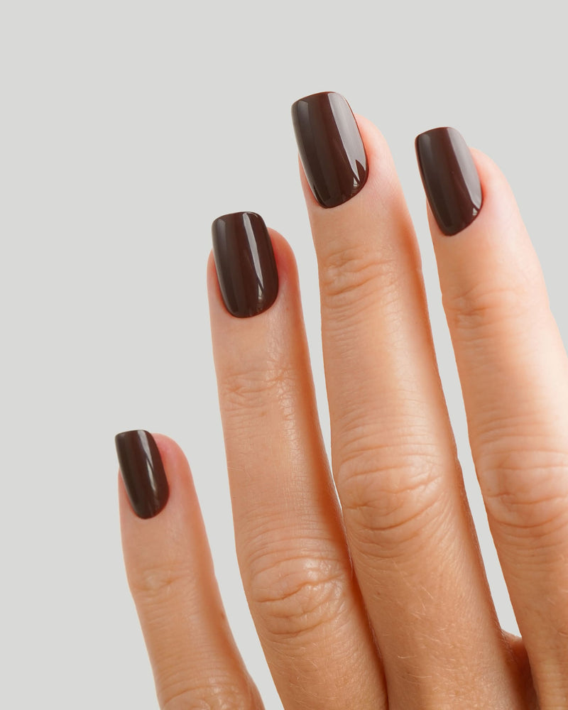 Cafe Noir Courte Carré Press On en Gel Souple