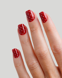Cherry Polka Dots Extra Courte Carré Press On en Gel Souple