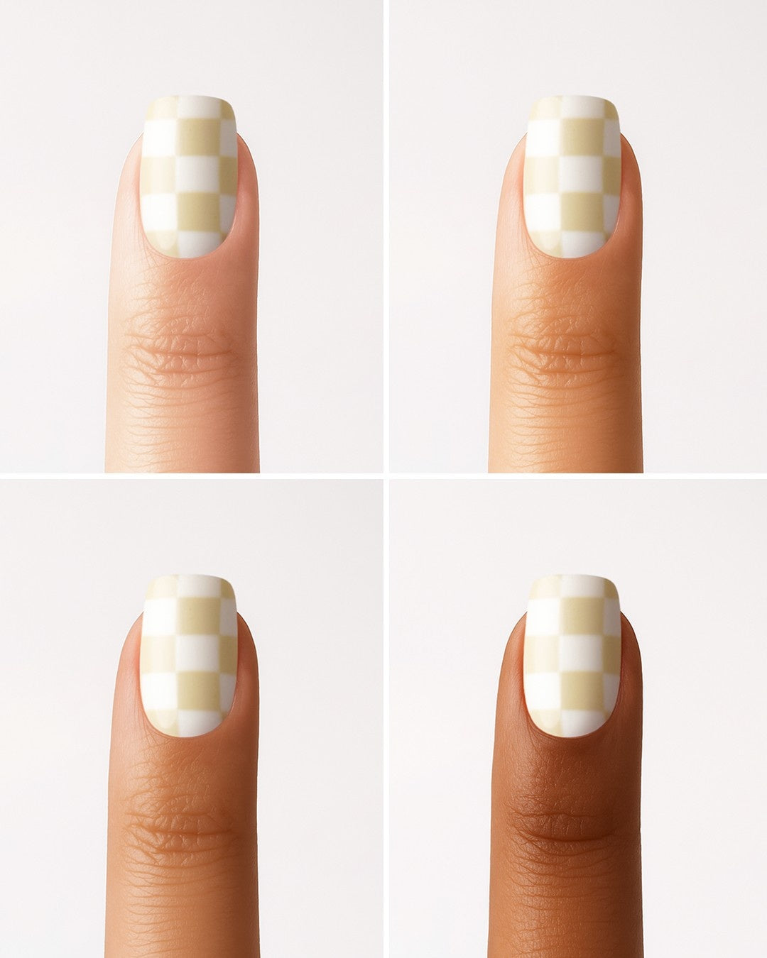 Creamy Checkers Courte Carré Press On en Gel Souple