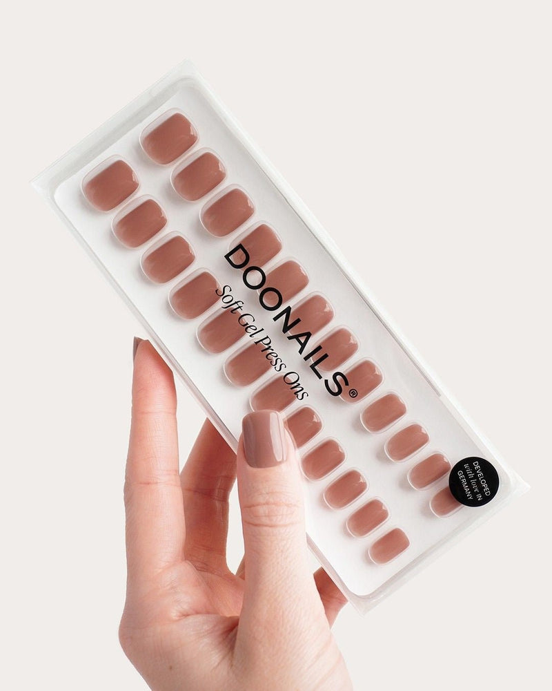 Press Ons en gel souple Espresso Extra Courte Carré - Doonails France