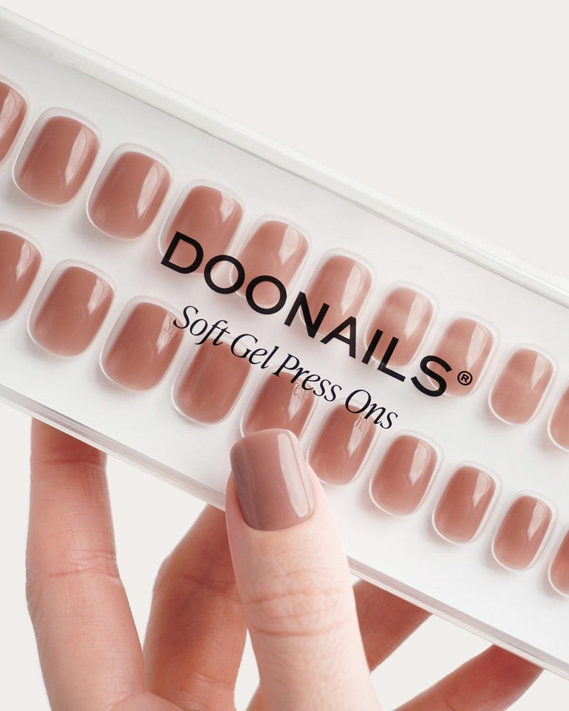 Press Ons en gel souple Espresso Extra Courte Carré - Doonails France