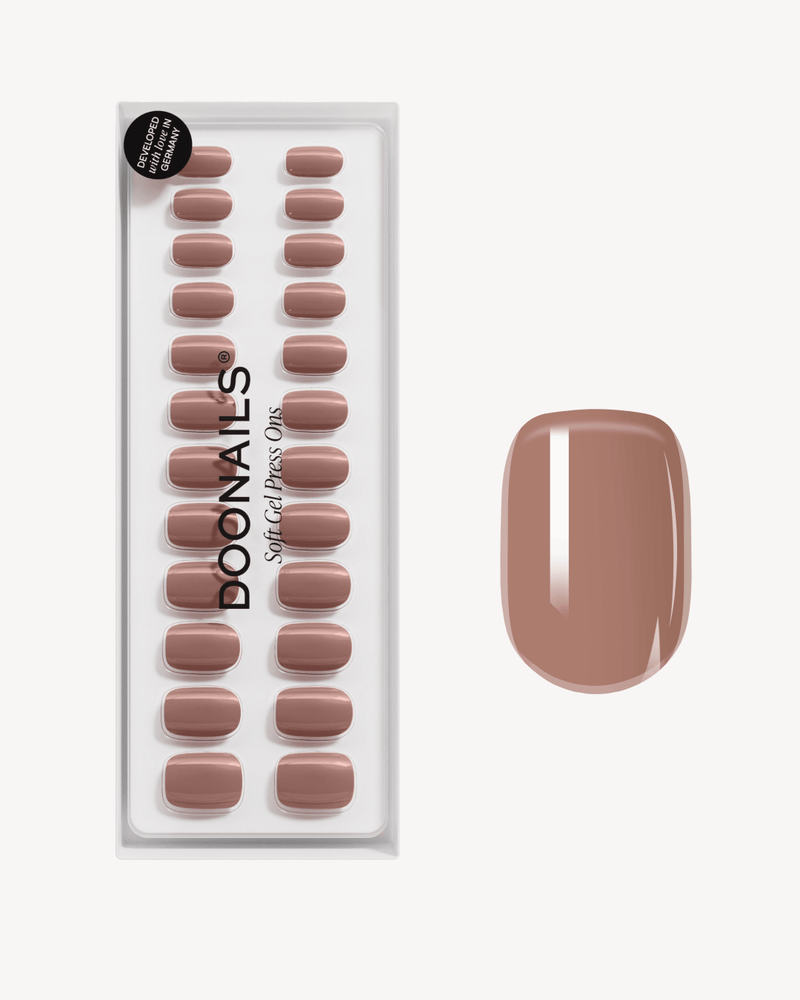 Press Ons en gel souple Espresso Extra Courte Carré - Doonails France