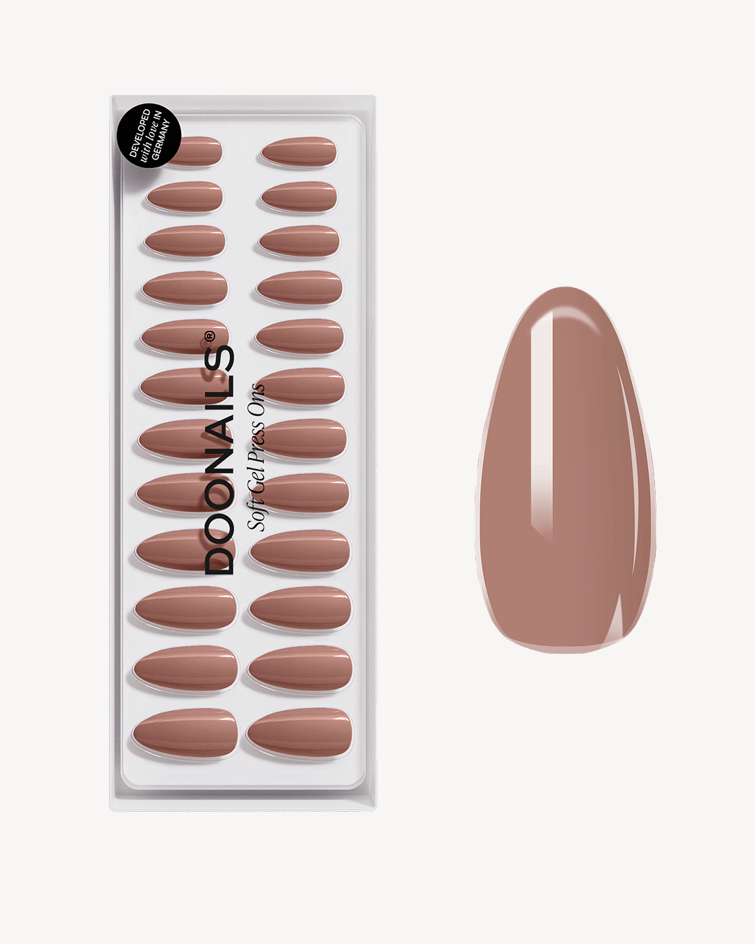 Espresso Moyenne Amande Press Ons en Gel Souple