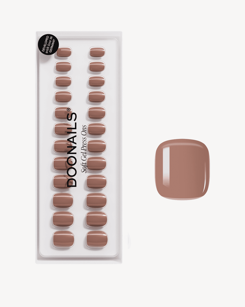 Espresso Ultra Courte Carré Press On en Gel Souple