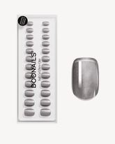 Press Ons en gel souple Glass Grey Cat Eye Extra Courte CarréDoonails