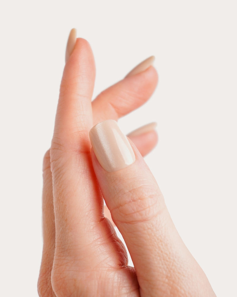 Glass Nude Cat Eye Courte Carré Press On en Gel Souple