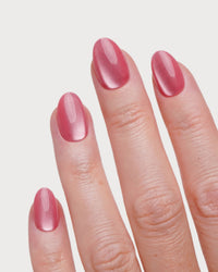 Glass Pink Cat Eye Courte Arrondie Press On en Gel Souple