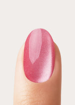 Glass Pink Cat Eye Courte Arrondie Press On en Gel Souple