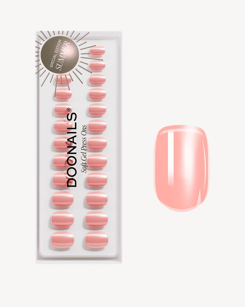 Glazed Peach Extra Courte Carré Press On en Gel Souple