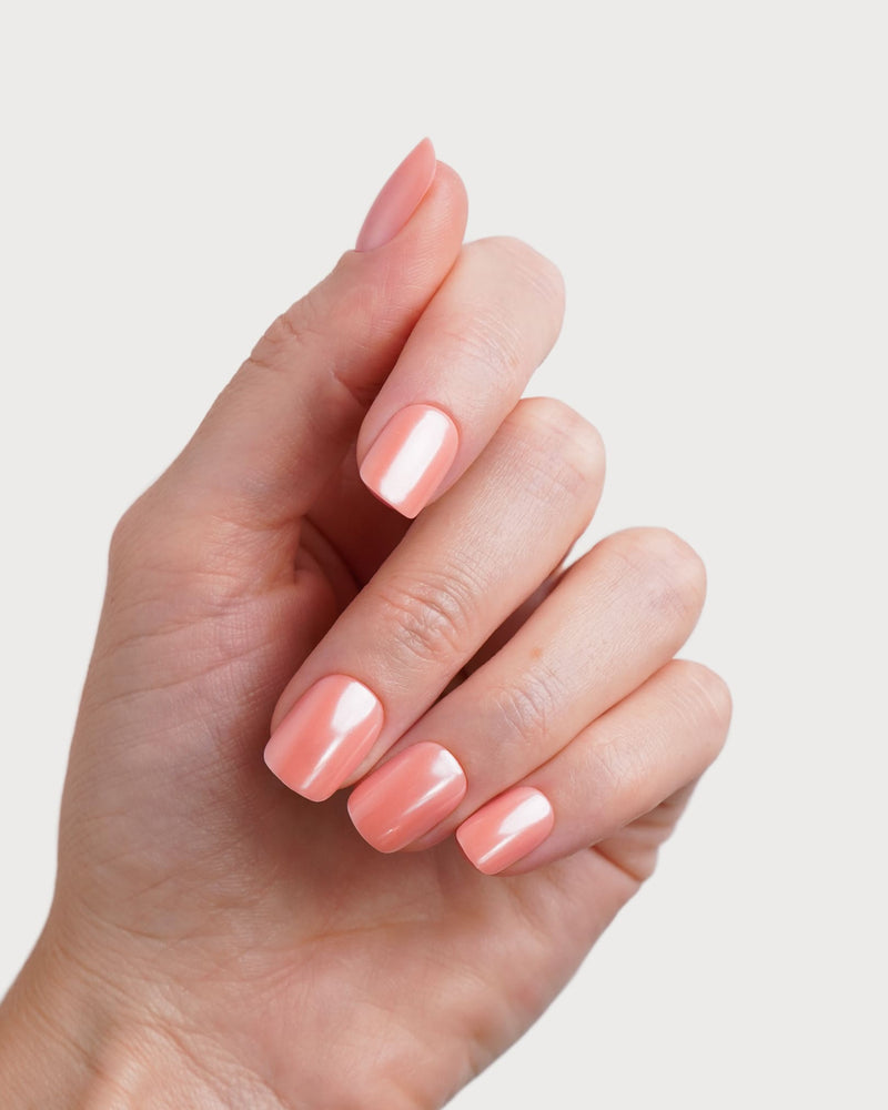 Glazed Peach Extra Courte Carré Press On en Gel Souple
