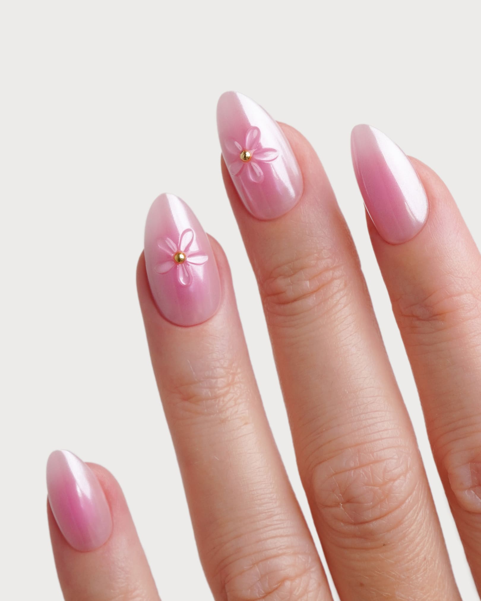 Glazed Pink Lotus Courte Amande Press On en Gel Souple