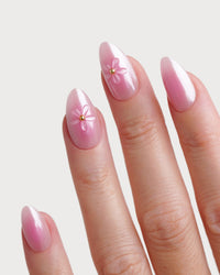 Glazed Pink Lotus Courte Amande Press On en Gel Souple