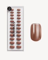 Glazed Chocolate Courte Carré Press On en Gel SoupleDoonails