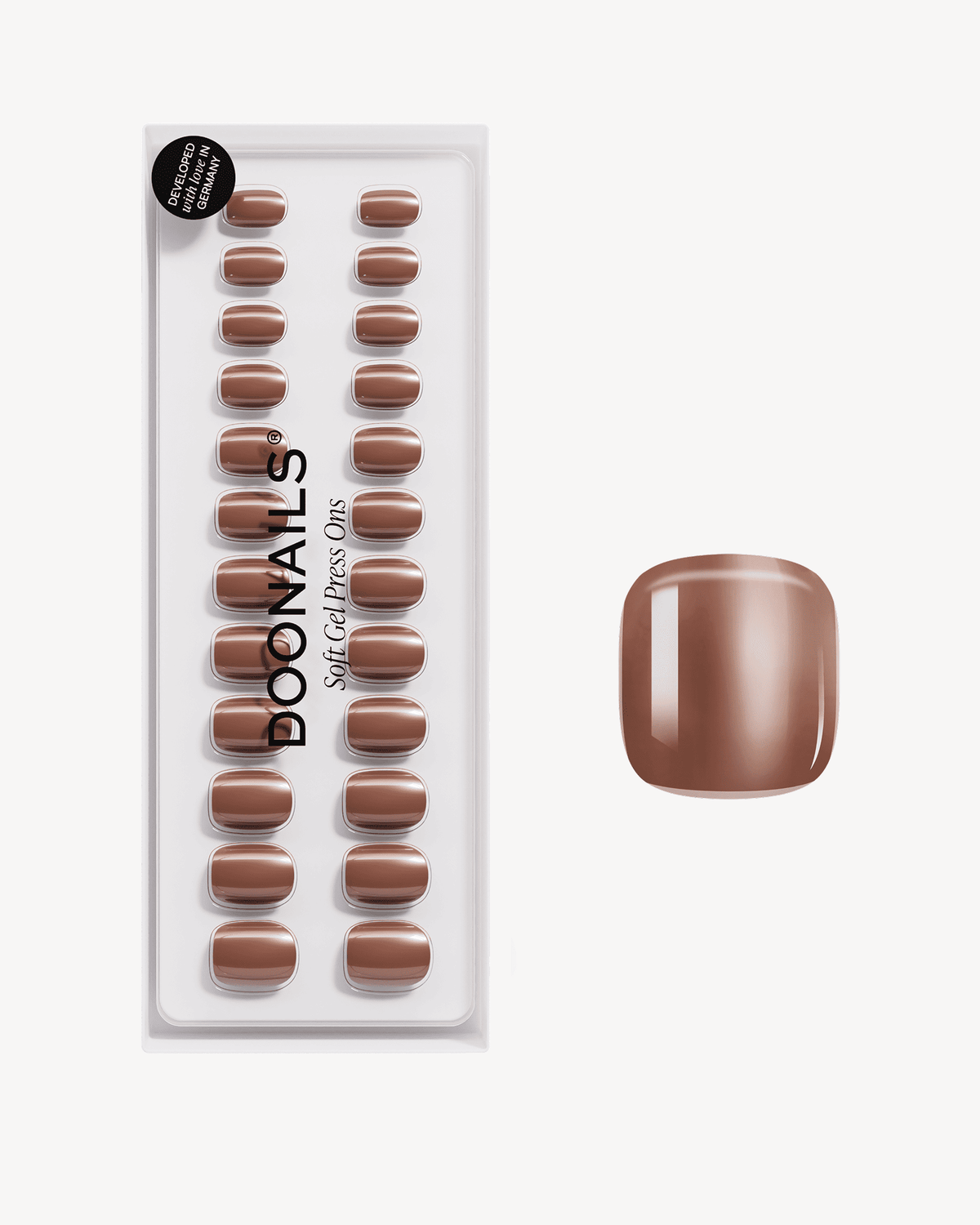 Glazed Chocolate Ultra Courte Carré Press On en Gel Souple