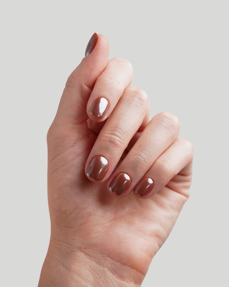 Glazed Chocolate Ultra Courte Carré Press On en Gel Souple